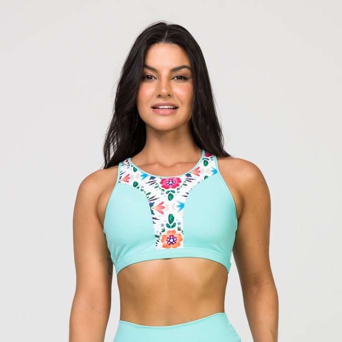 Top Azul Nadador Boho Recorte