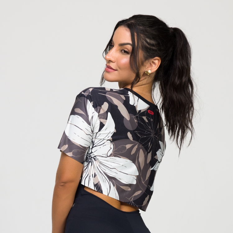 T-Shirt Cropped Estampa Flower