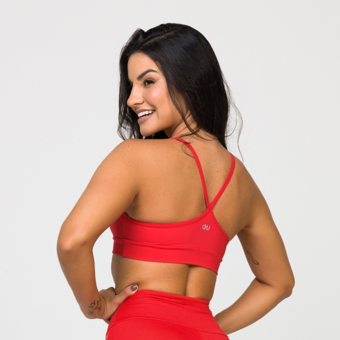 Top Básico Vermelho Decote U