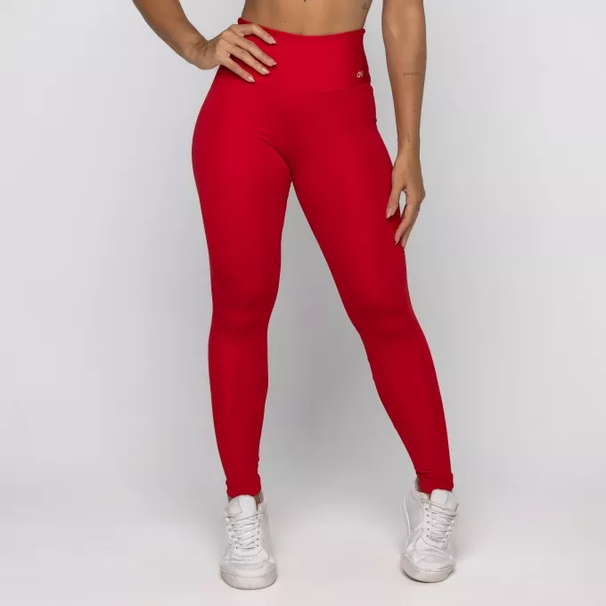 Calça Legging Poliéster Vermelha Básica