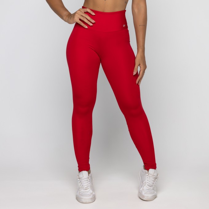 Calça Legging Poliéster Vermelha Básica