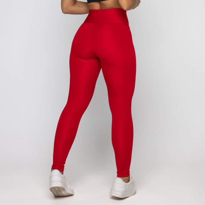 Calça Legging Poliéster Vermelha Básica