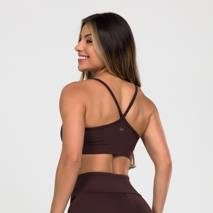 Top Básico Coffee Decote U / Marrom