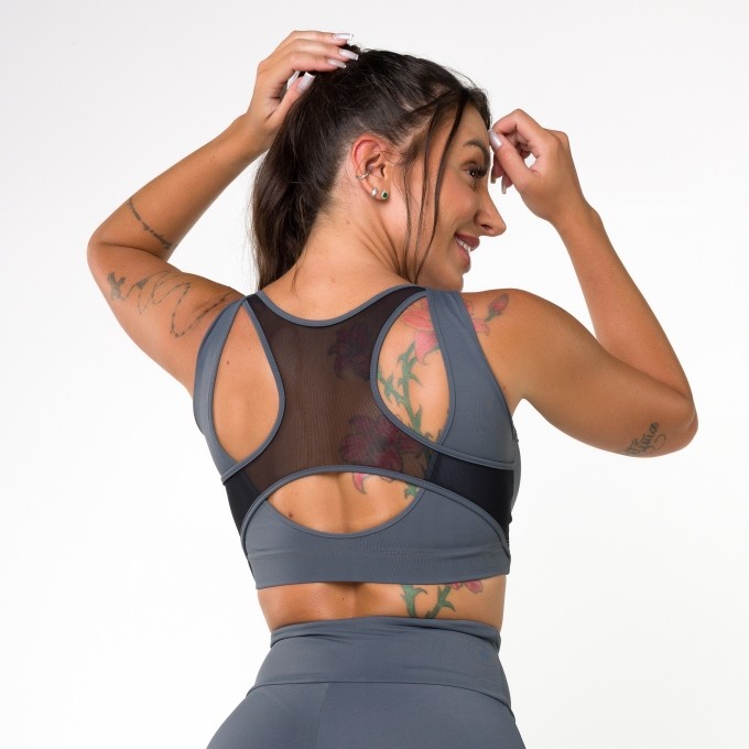 Top Grafite Tule e Silk X
