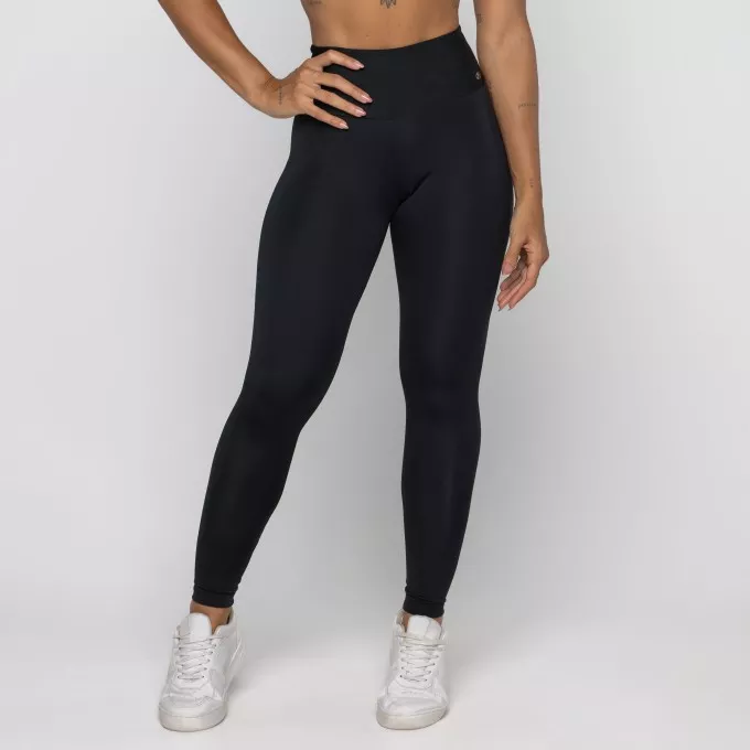 Calça Legging Poliéster Preta Básica