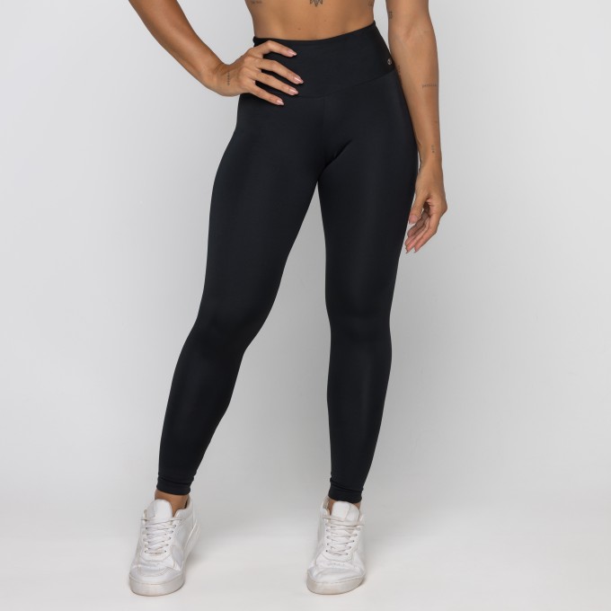 Calça Legging Poliéster Preta Básica