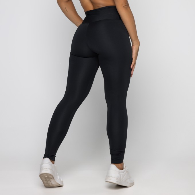 Calça Legging Poliéster Preta Básica