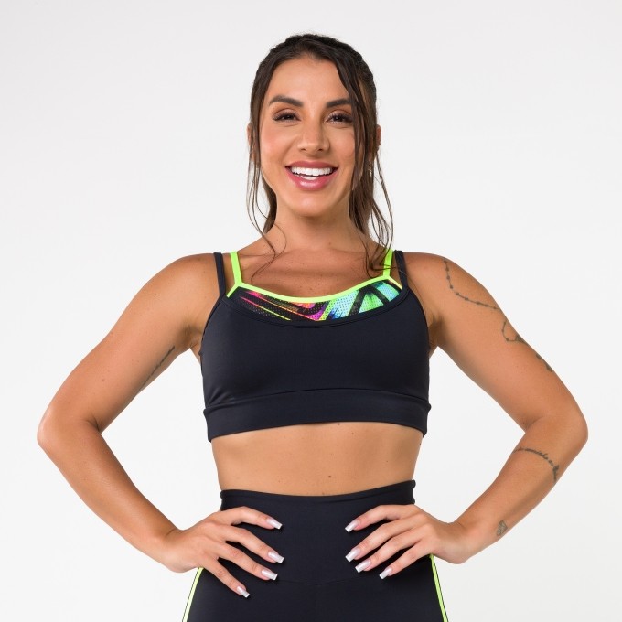 Top Preto Camadas De Tela Have Fun