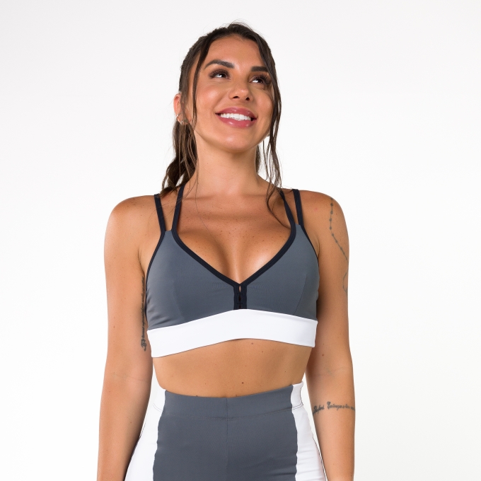 Top Cinza Alça Dupla Feel Your Body