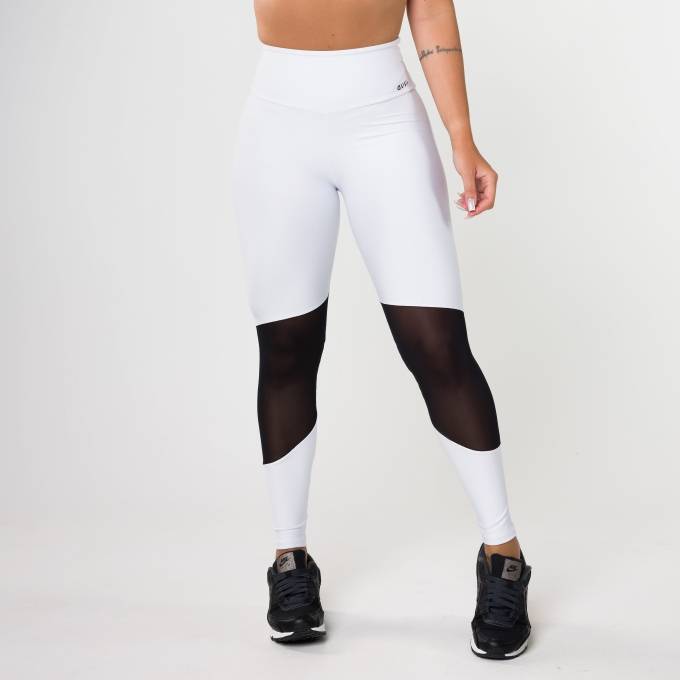Cal a Legging Branca Com Tule Preto Shine Avvi