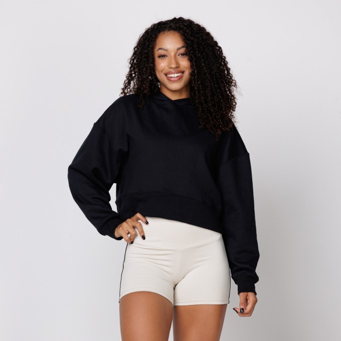 MOLETOM CROPPED UNK PRETO