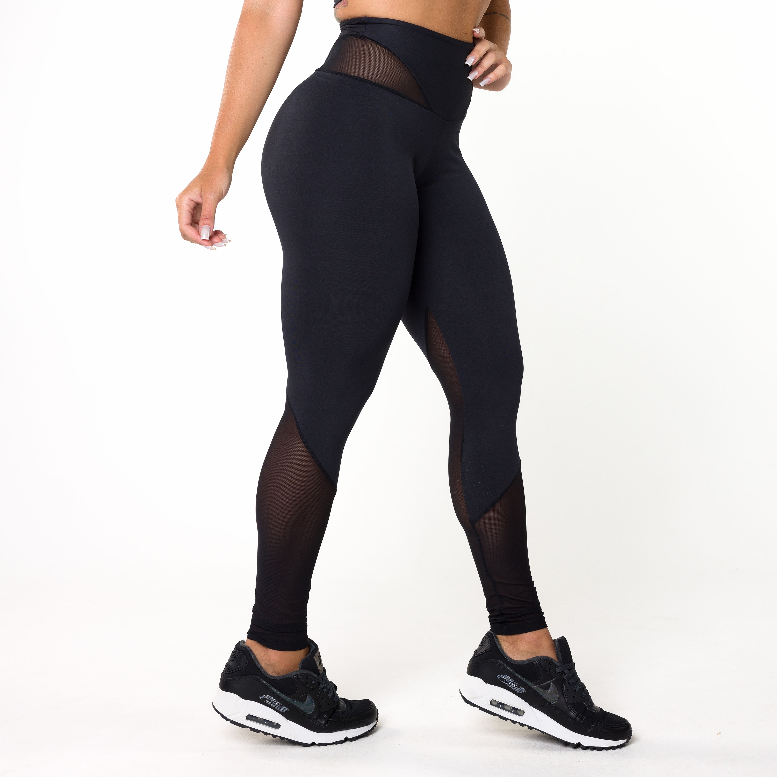 Calça Legging Preta Com Tule Cindy - Avvi